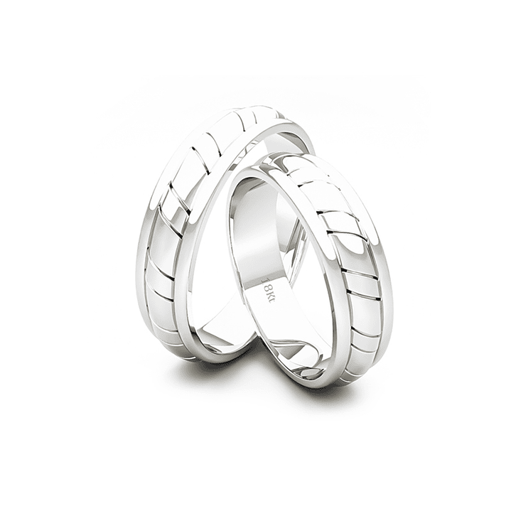 Par Argollas Matrimonio de Oro Blanco 18kt King 5,0mm 3