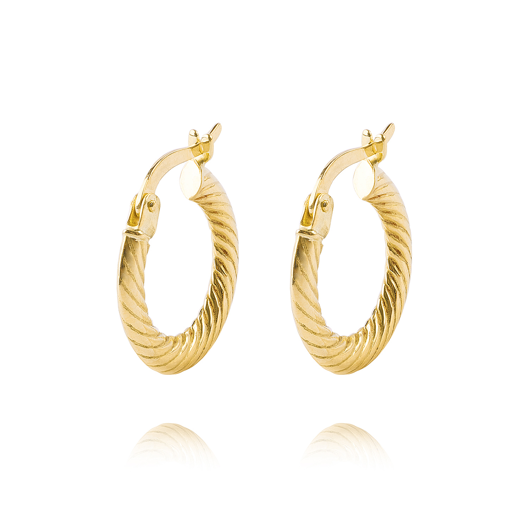 Aros de Oro 18kt Argollas Biseladas 3mm 1