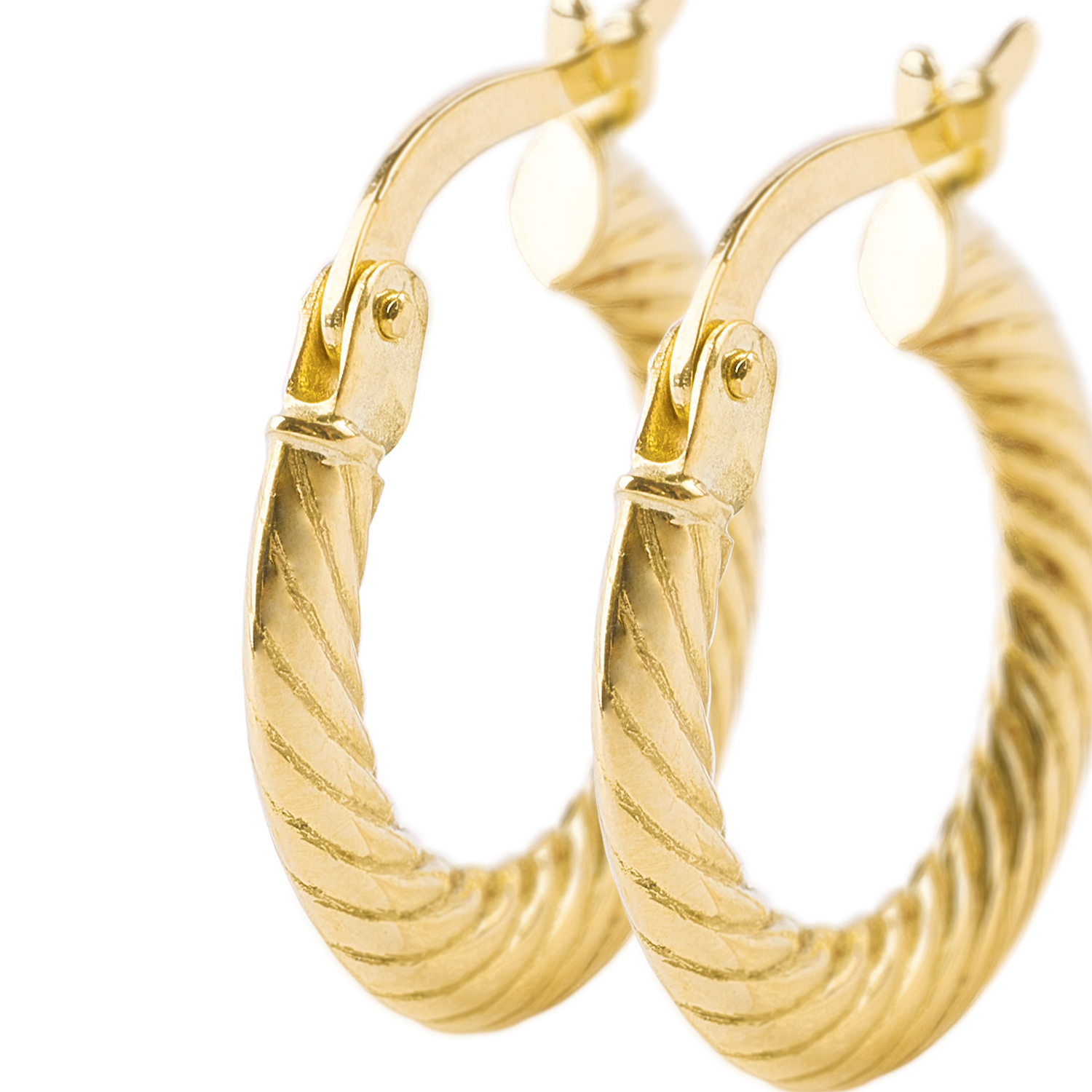 Aros de Oro 18kt Argollas Biseladas 3mm 2