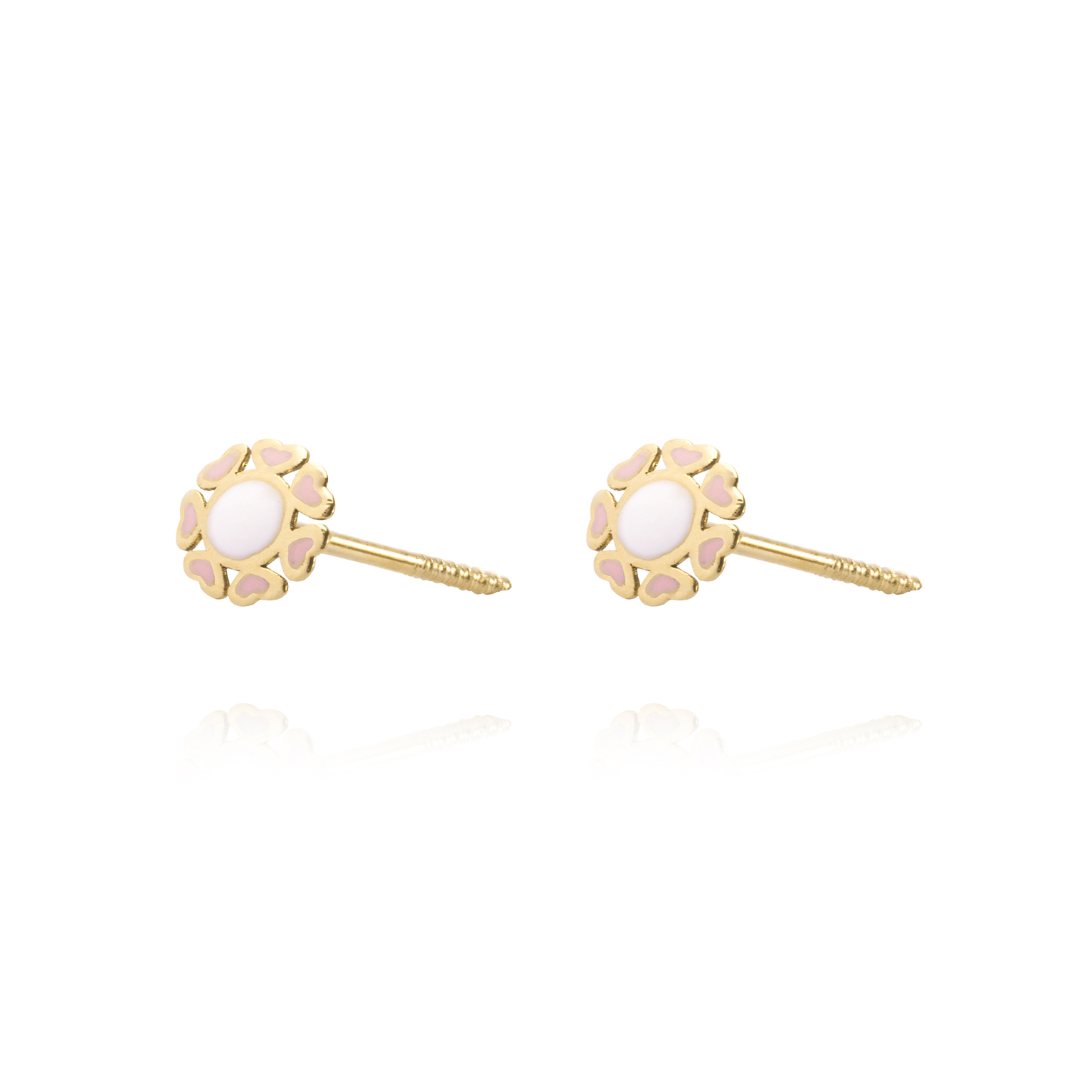 Aros de Oro 18kt Modelo Círculo de Corazones Esmaltado 3