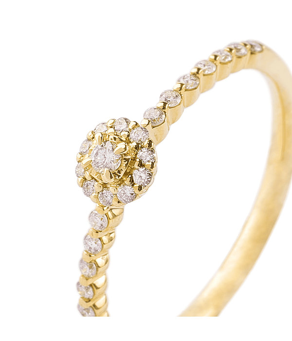 Anillo de Oro 18kt con Diamantes de 17 Pts Totales SI/H Corte Brillante 2019