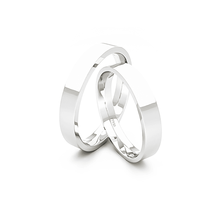 Par Argollas Matrimonio de Platino Tubo Portus de 3,5mm 3