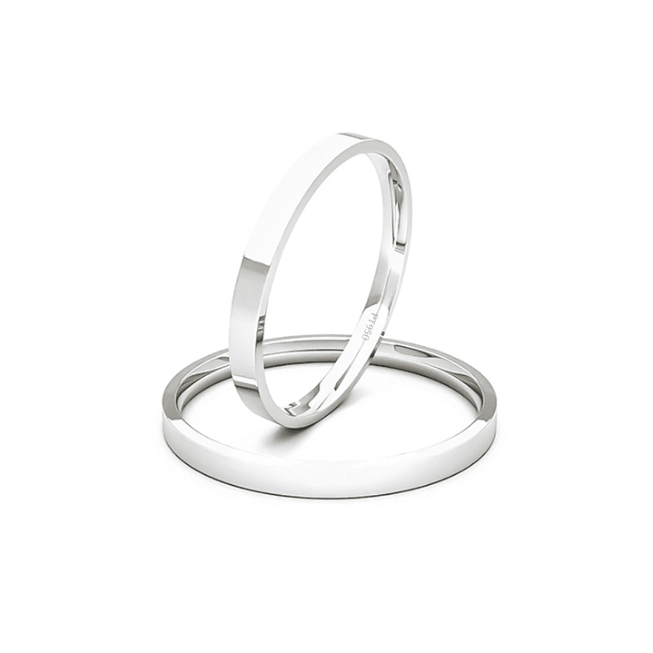 Par Argollas Matrimonio de Platino Tubo Siena de 2,0mm 1