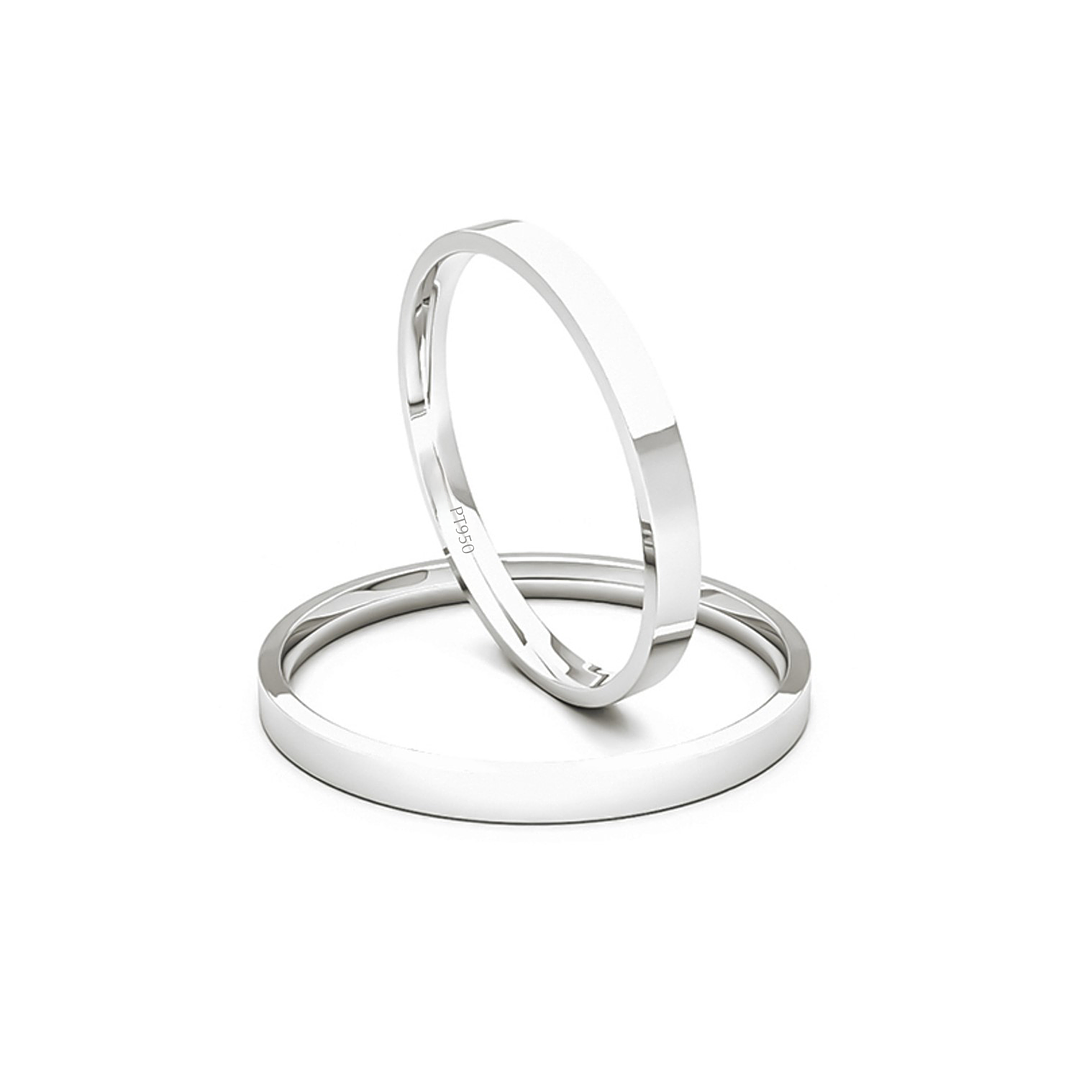 Par Argollas Matrimonio de Platino Tubo Siena de 2,0mm 3