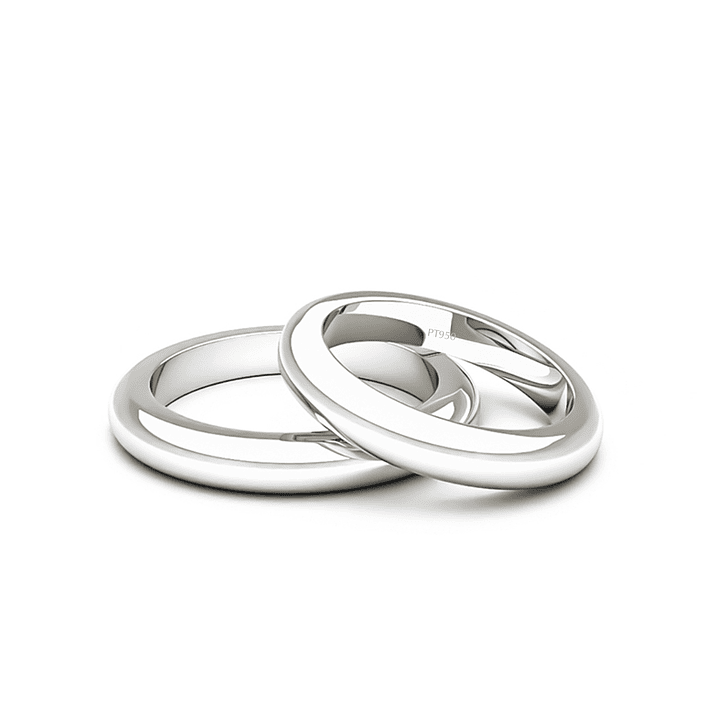 Par Argollas Matrimonio de Platino Inglés Padua 3,0mm 2