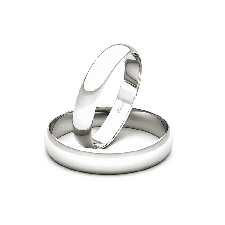 Par Argollas Matrimonio de Platino Modelo Inglés Rodas de 3,5mm 1