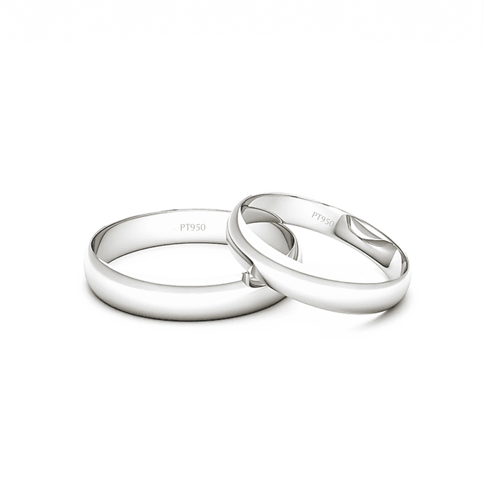 Par Argollas Matrimonio de Platino Modelo Inglés Rodas de 3,5mm 3