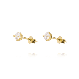 Aros de Oro 18kt Circon 4mm Tres Grifas