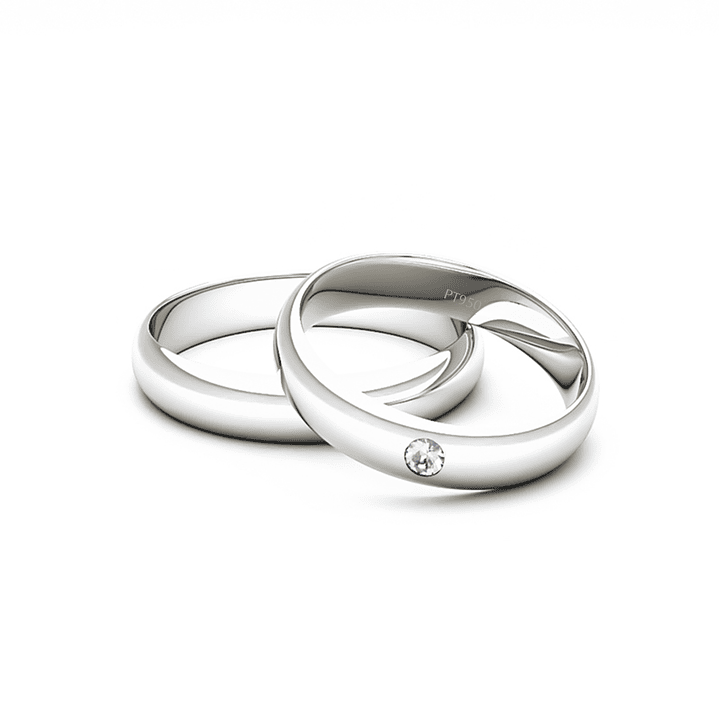 Par Argollas Matrimonio de Platino Venecia 3,5mm Diamante 3Pts 2