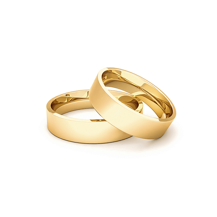 Par Argollas Matrimonio de Oro Amarillo 18kt Tubo Sagres de 5,0mm 3