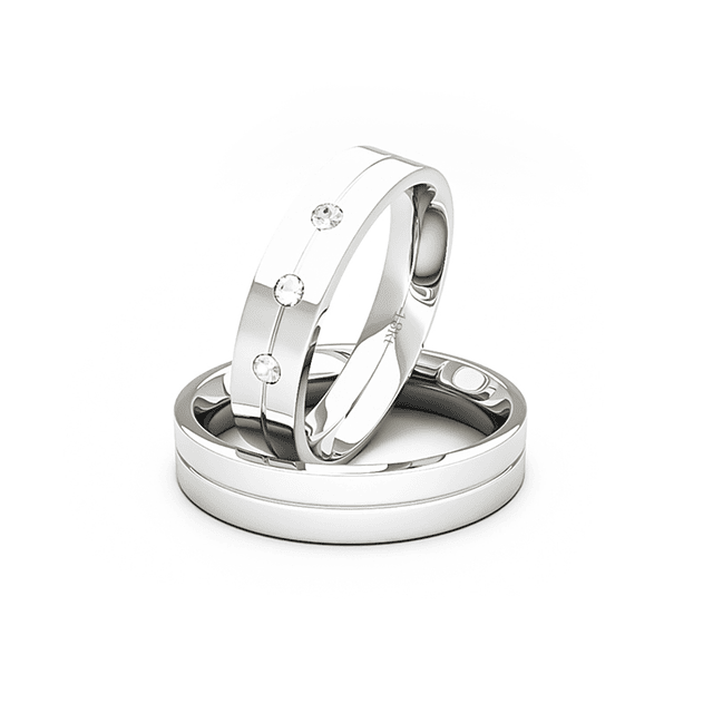 Par de Argollas de Oro Blanco 18kt con Diamante 3x2Pts Corte Brillante 4,0mm Modelo Gio