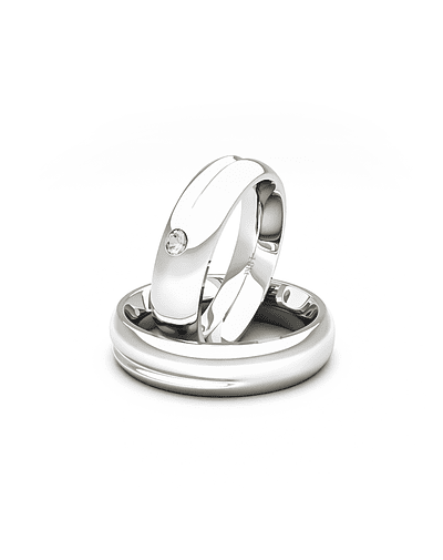Par de Argollas de Oro Blanco 18kt con Diamante 3Pts Corte Brillante 4,5mm Modelo Cuore