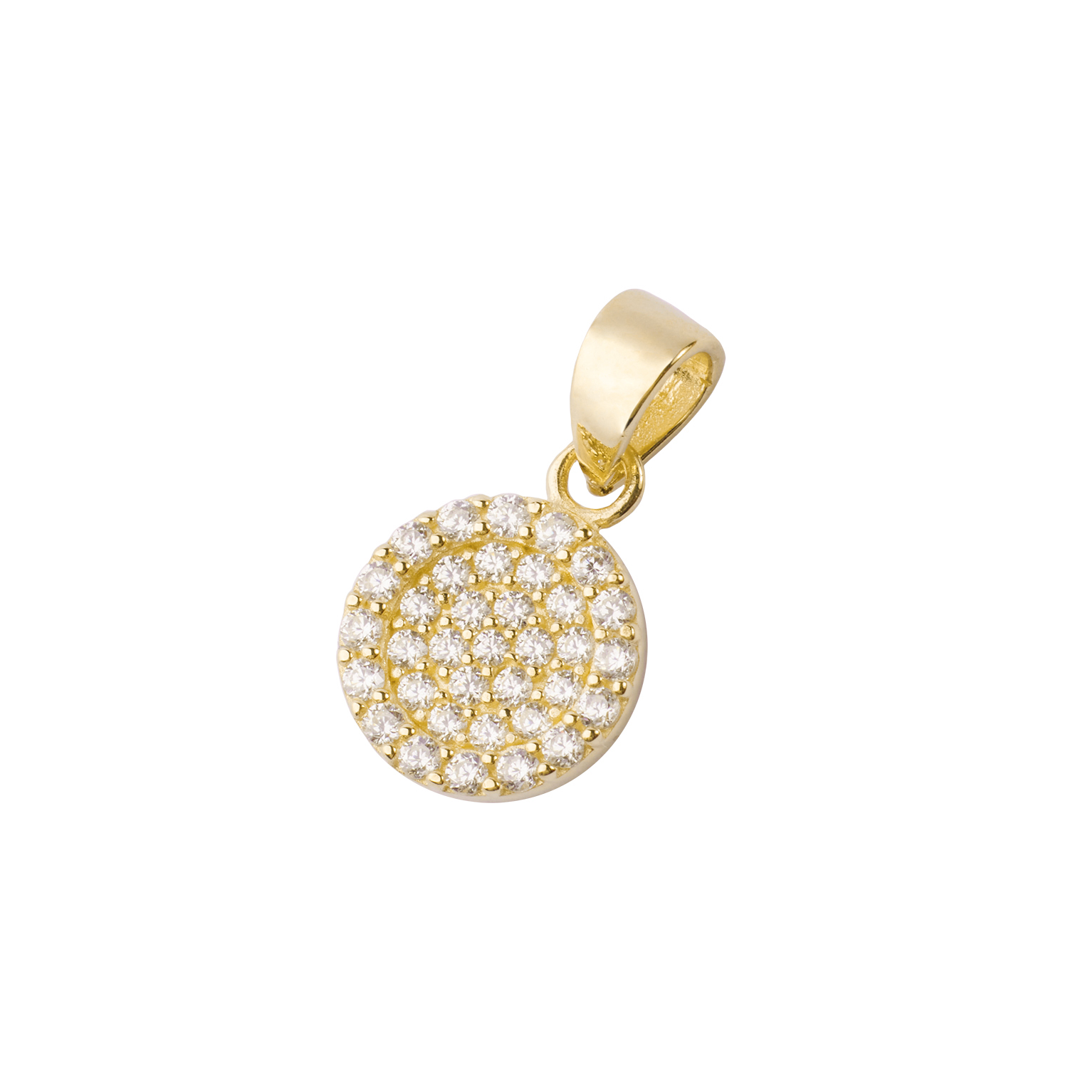 Colgante de Oro 14kt Medallón Circonita Pequeño 1