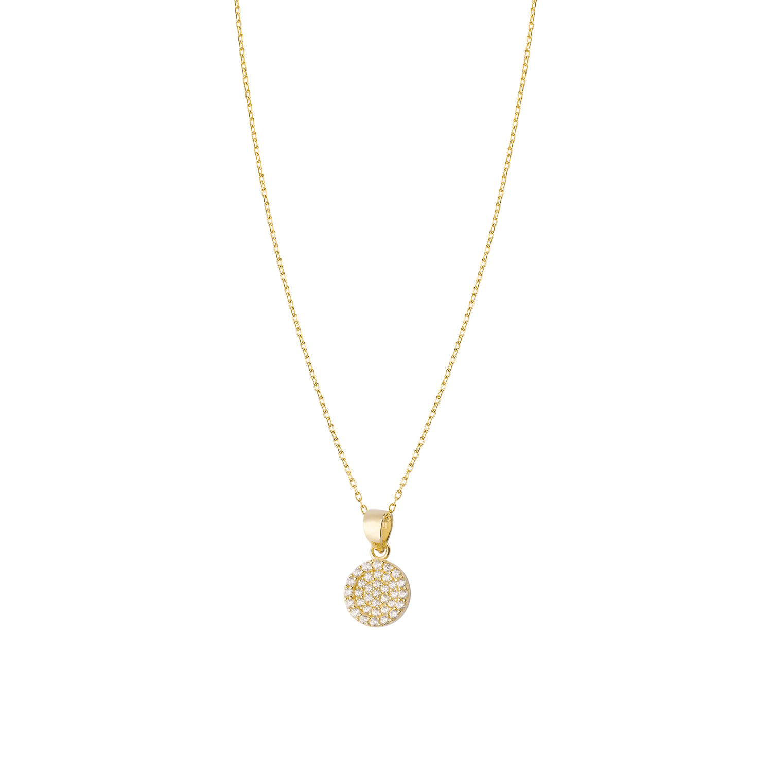 Colgante de Oro 14kt Medallón Circonita Pequeño 3