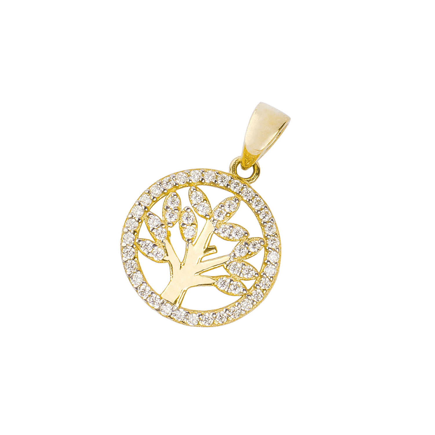 Colgante de Oro 14kt Árbol de la Vida Circonita 1