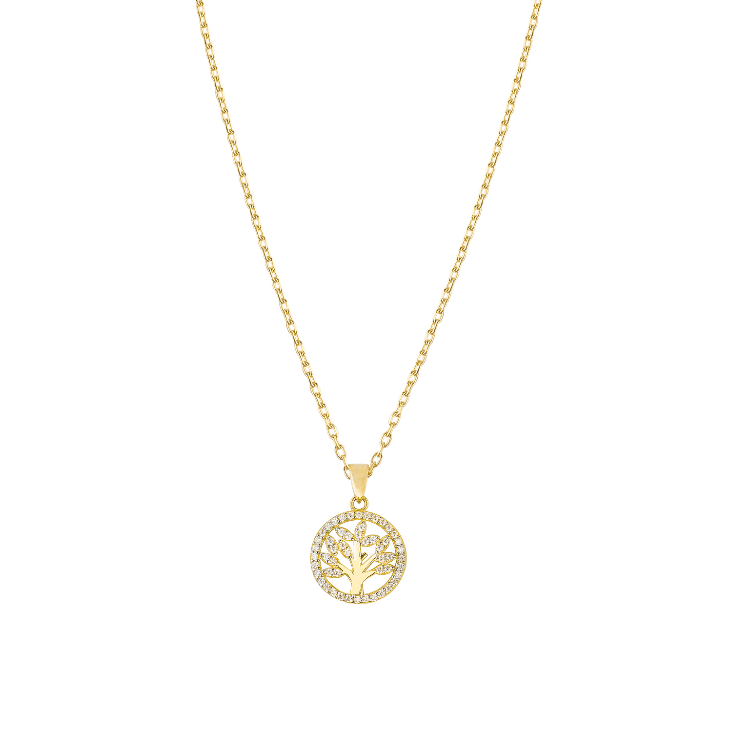 Colgante de Oro 14kt Árbol de la Vida Circonita 3