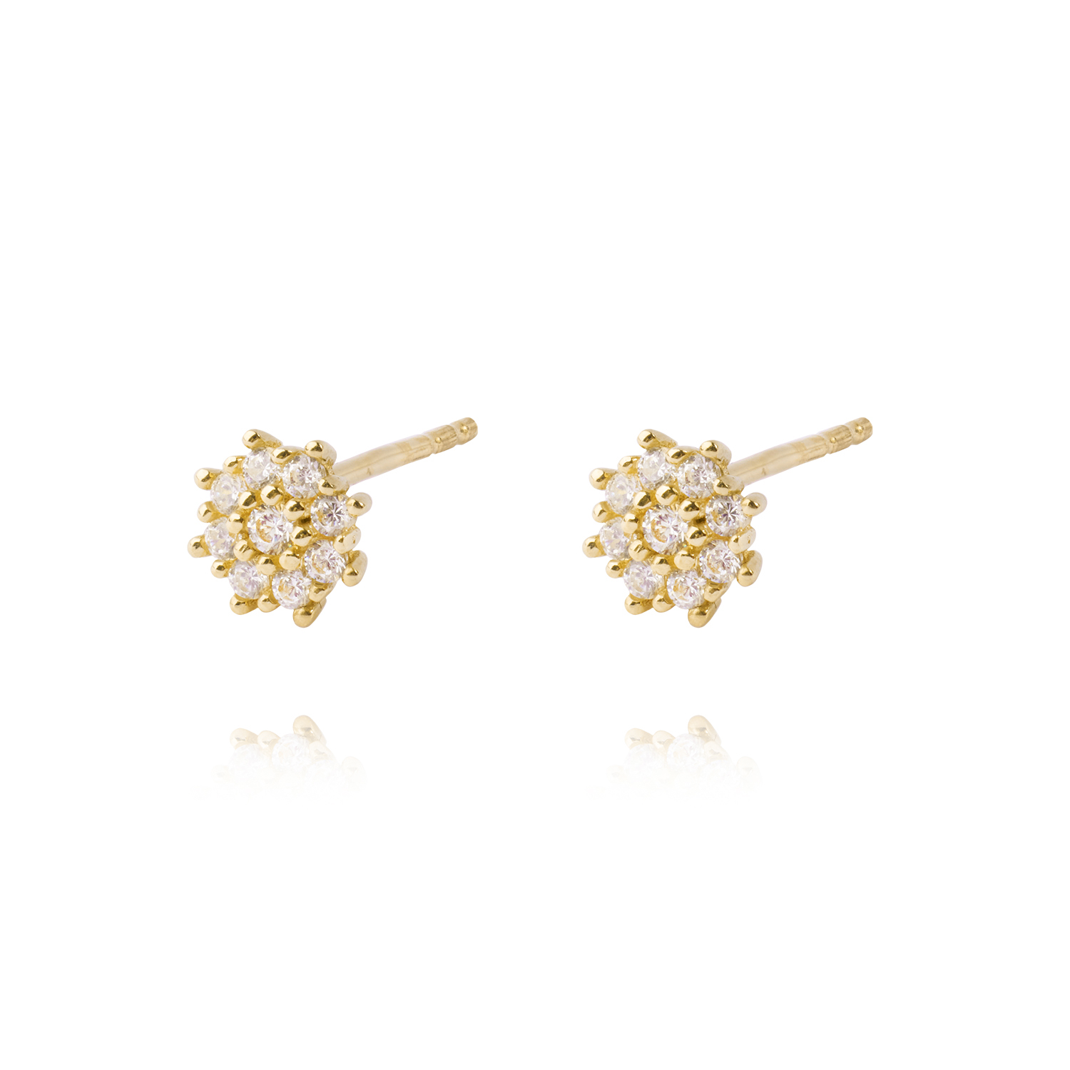 Aros de Oro 14kt Copo Circonita Brillante 2