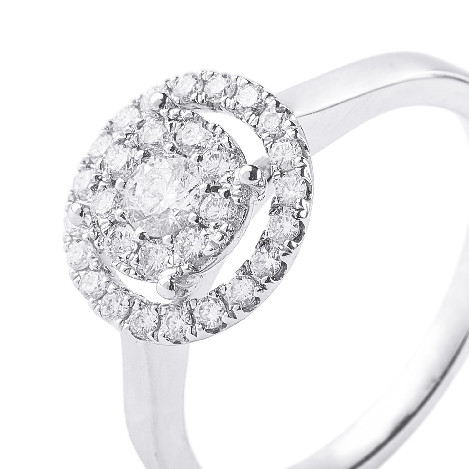 Anillo Oro Blanco 18kt Roseta Diamantes 40Pts 3