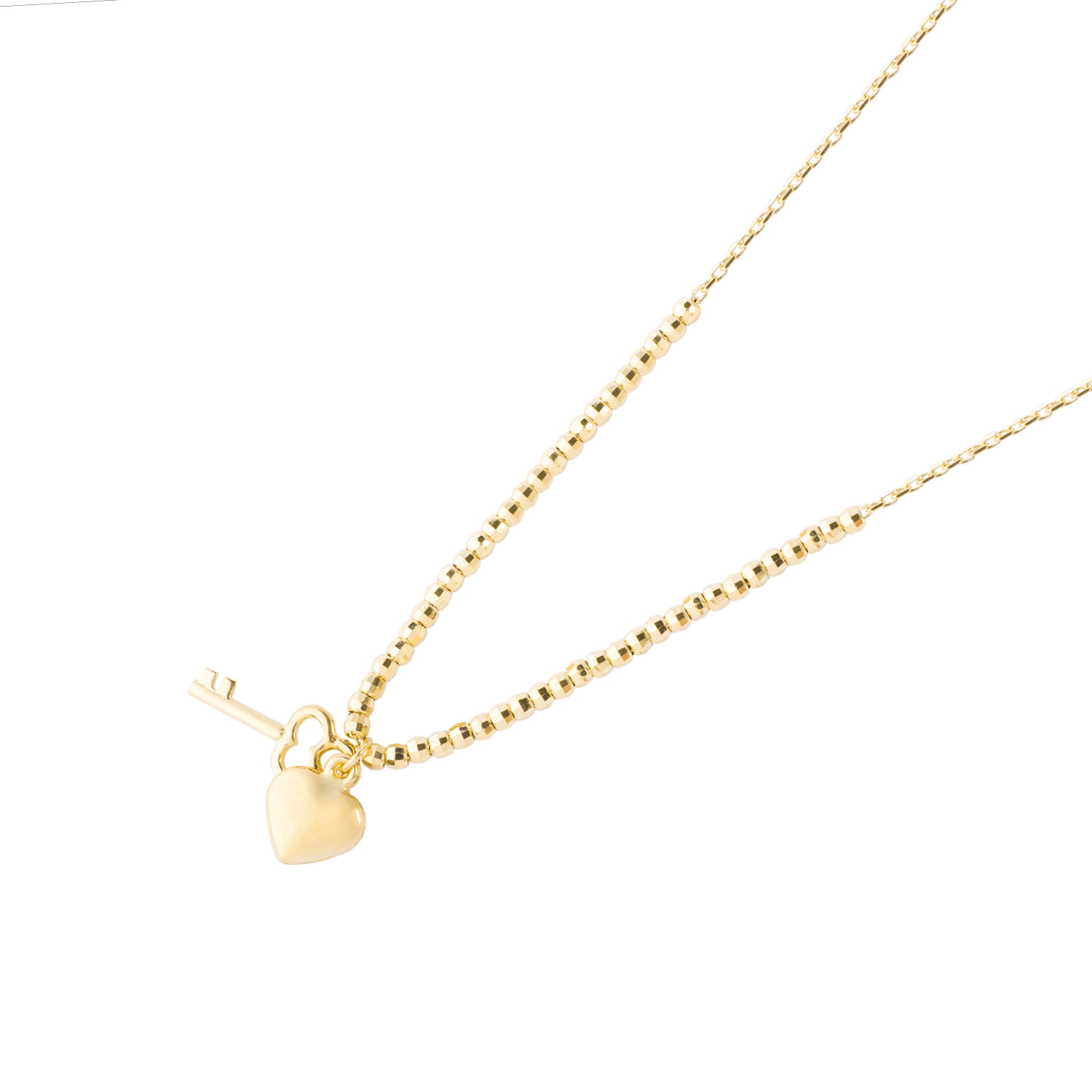 Collares de Oro 18kt Modelo Corazón y llave Colgante 1