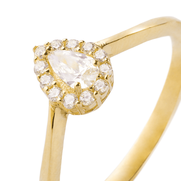 Anillo Compromiso de Oro 18kt Modelo Gota & Circón 2