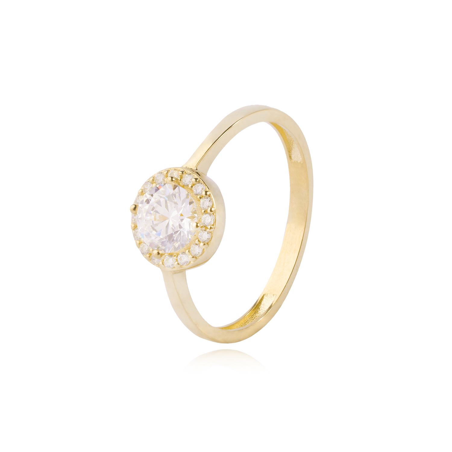 Anillo Compromiso Oro Amarillo 14kt Circonitas Destellantes 5mm 1