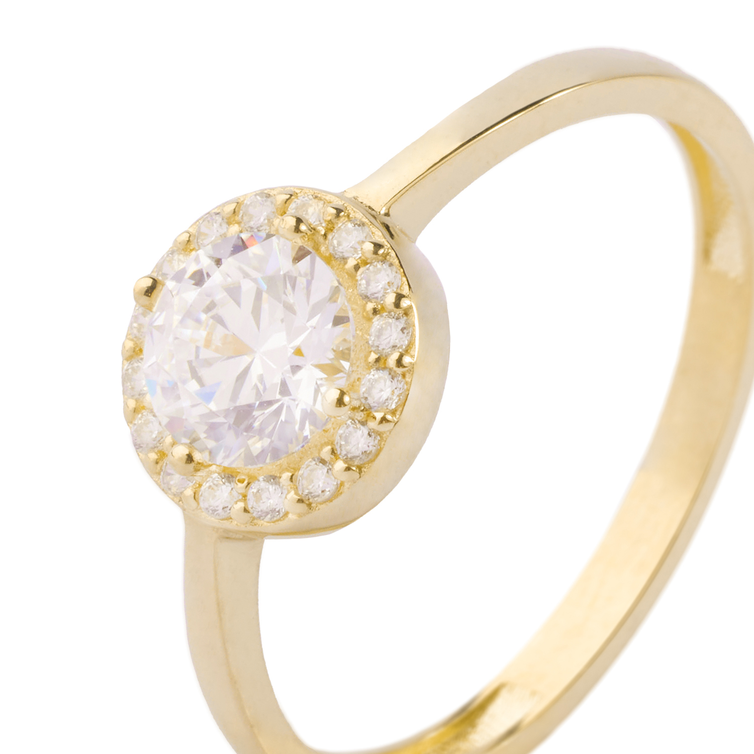 Anillo Compromiso Oro Amarillo 14kt Circonitas Destellantes 5mm 2