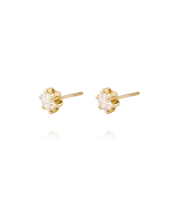 Aros de Oro 9kt Circon 4mm 6 Grifas