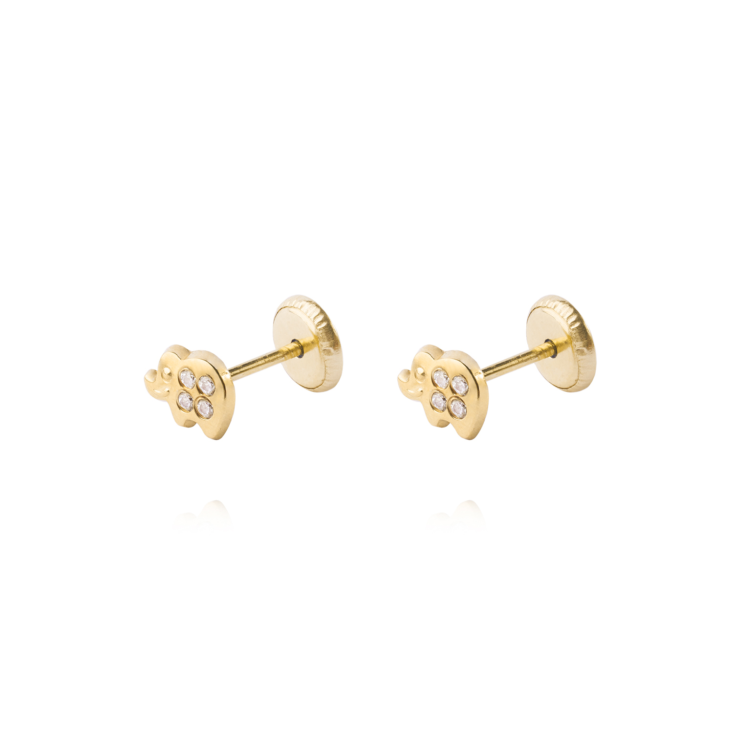Aros de Oro 9kt Elefante Circon 1