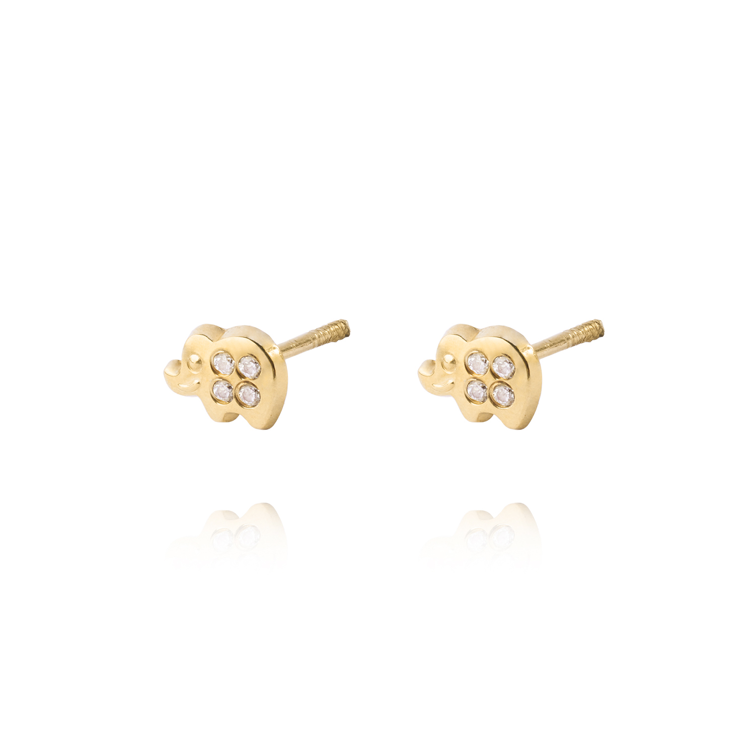 Aros de Oro 9kt Elefante Circon 2