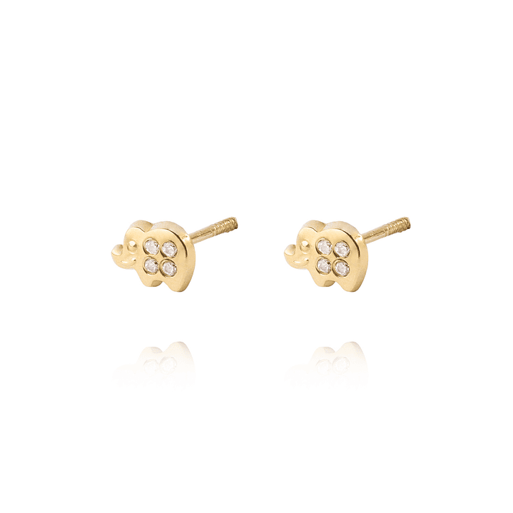 Aros de Oro 9kt Elefante Circon 2