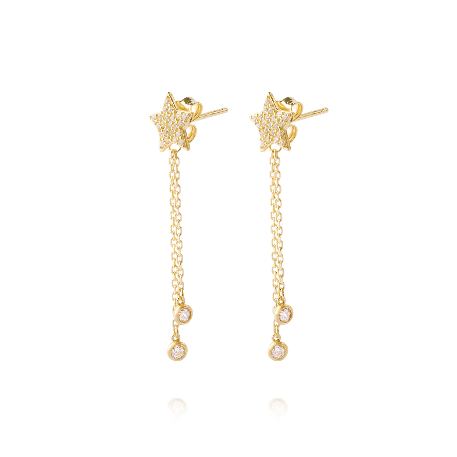 Aros de Oro 18kt Modelo Estrella Colgante 1