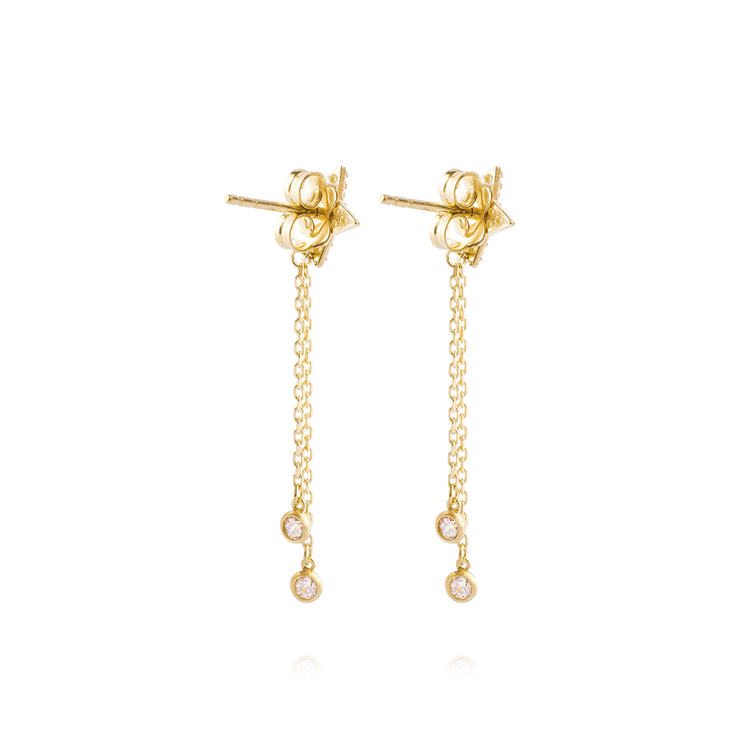 Aros de Oro 18kt Modelo Estrella Colgante 3