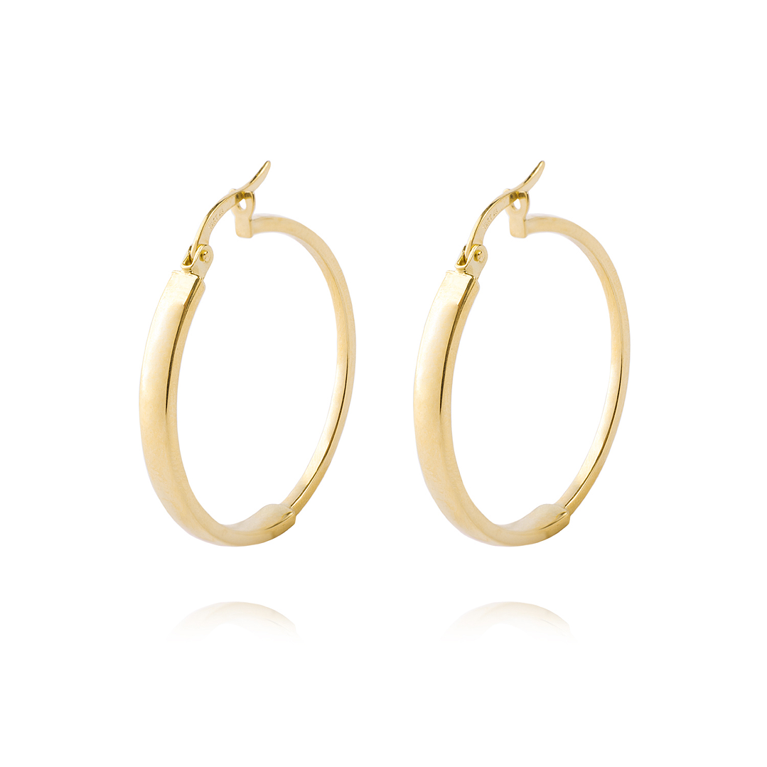 Aros de Oro 14kt Argolla Mitad Tubo 25mm 1