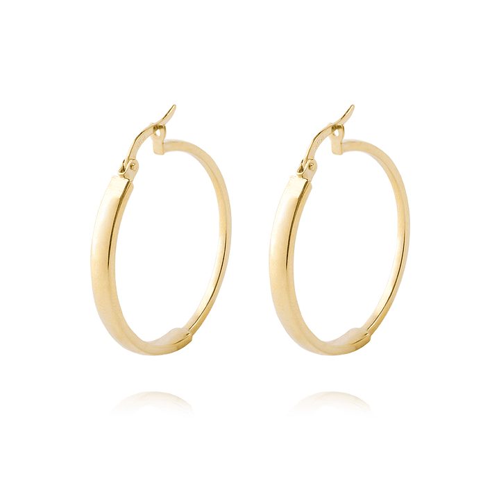 Aros de Oro 14kt Argolla Mitad Tubo 25mm 1