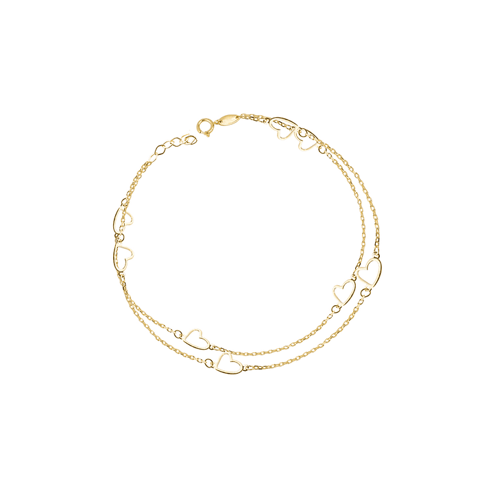 Pulseras de Oro 18kt Modelo Doble Corazón 1