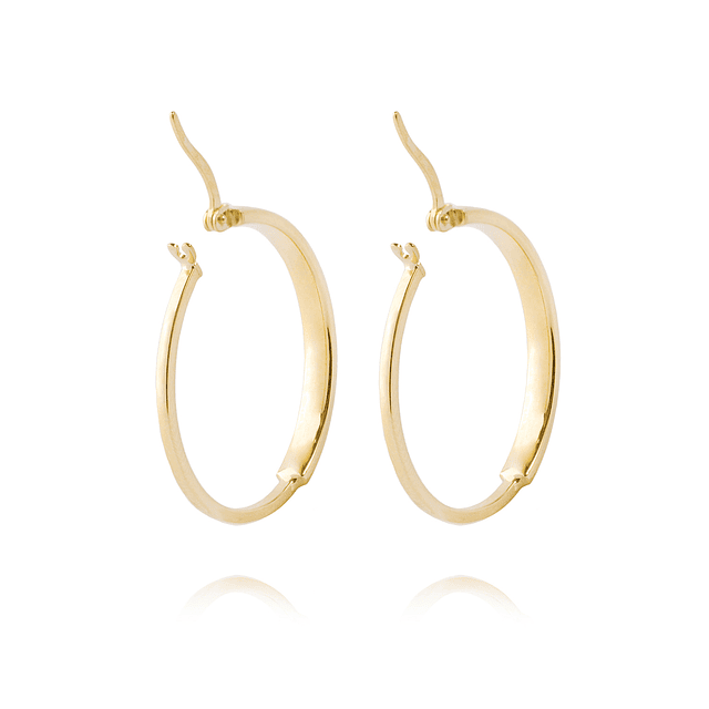 Aros de Oro 14kt Argolla Mitad Tubo 25mm