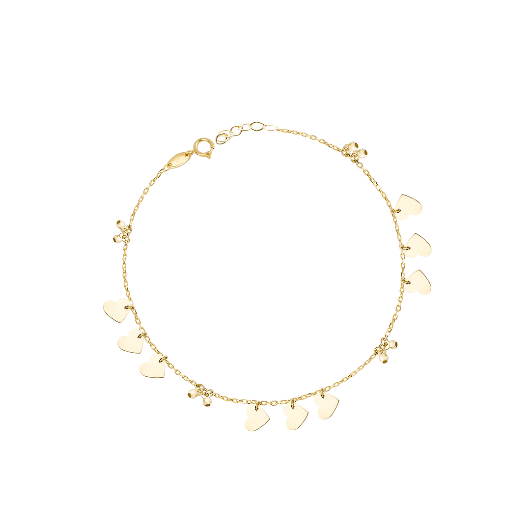Pulseras de Oro 18kt Modelo Corazones Colgantes 1