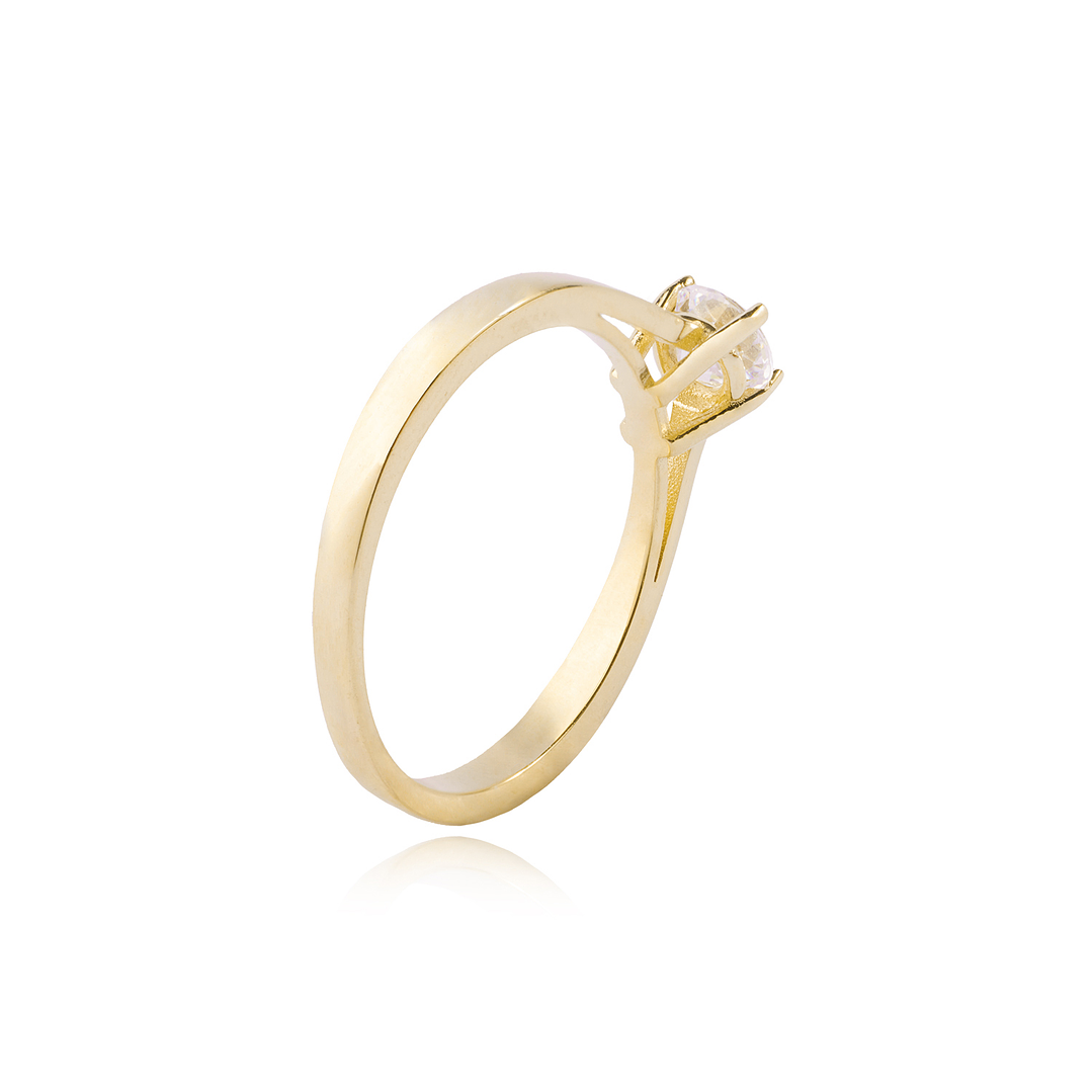 Anillo Compromiso de Oro 14kt Solitario Circon 4 Grifas 3