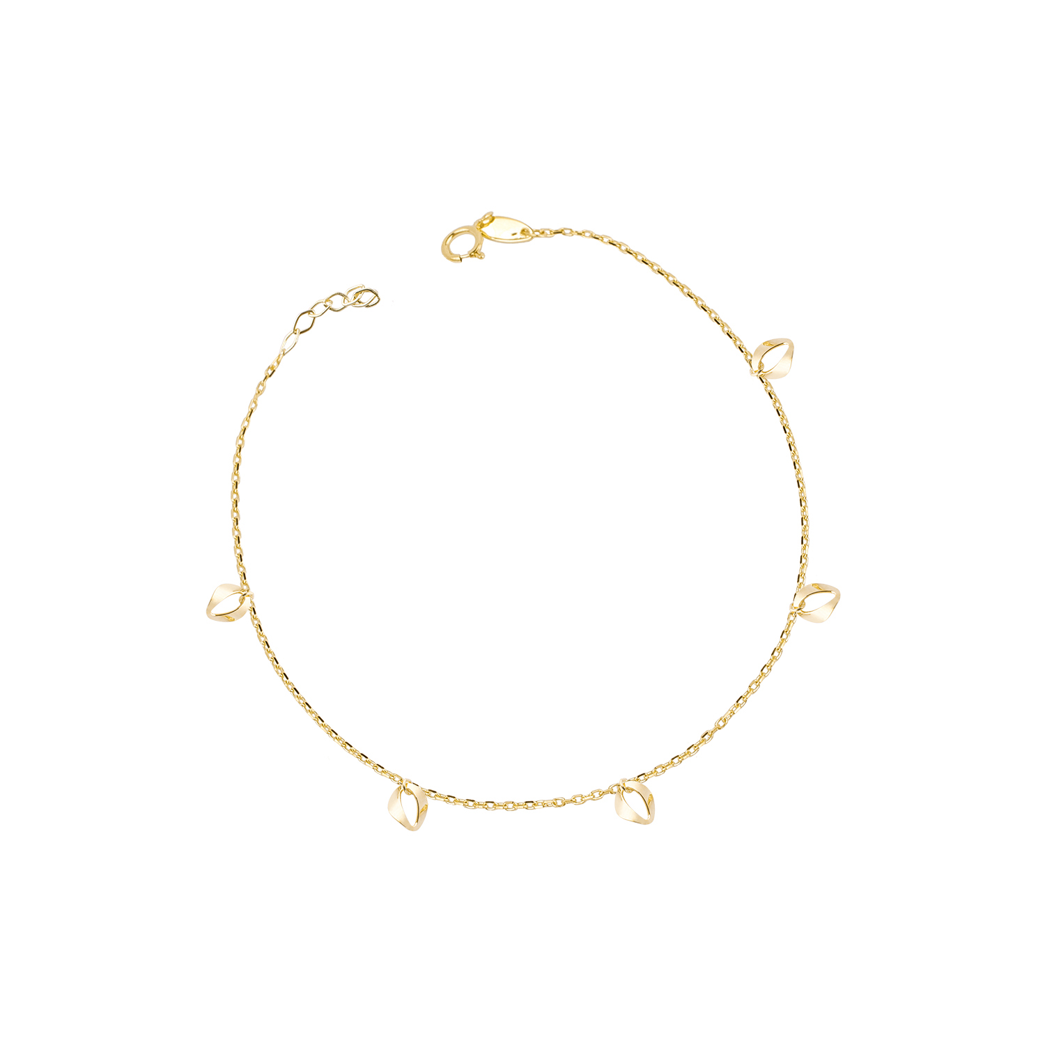 Tobilleras de Oro 18kt Modelo Argollas Colgantes 1