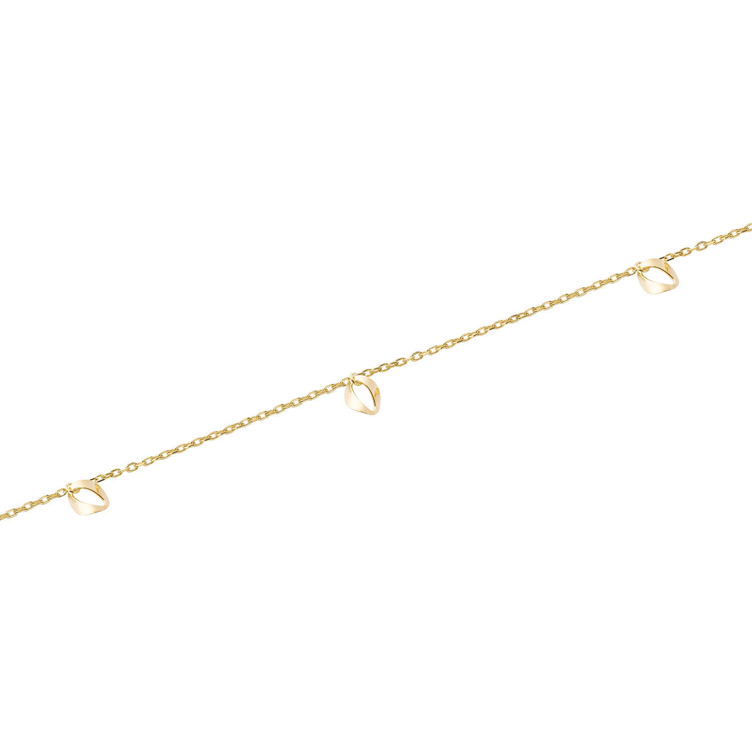 Tobilleras de Oro 18kt Modelo Argollas Colgantes 3