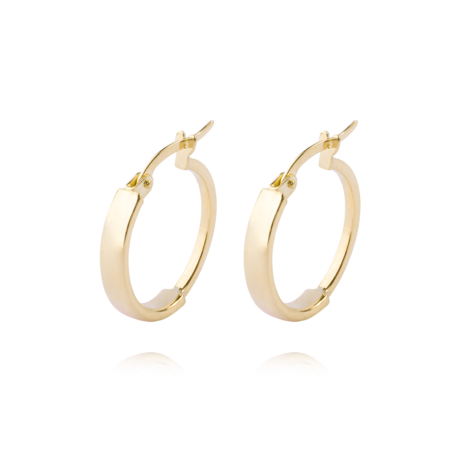 Aros de Oro 14kt Argolla Mitad Tubo 15mm 1