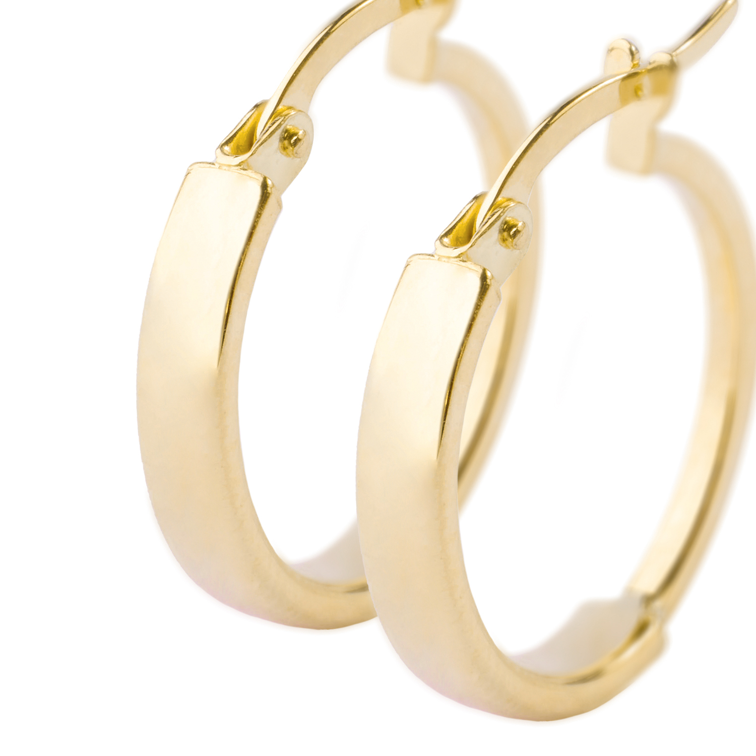 Aros de Oro 14kt Argolla Mitad Tubo 15mm 2