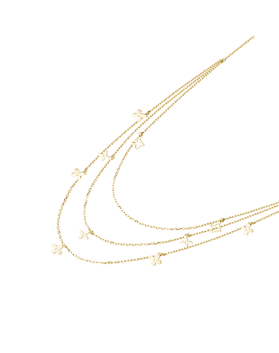 Collares de Oro 18kt Modelo 3 Cadenas y Flores Colgantes