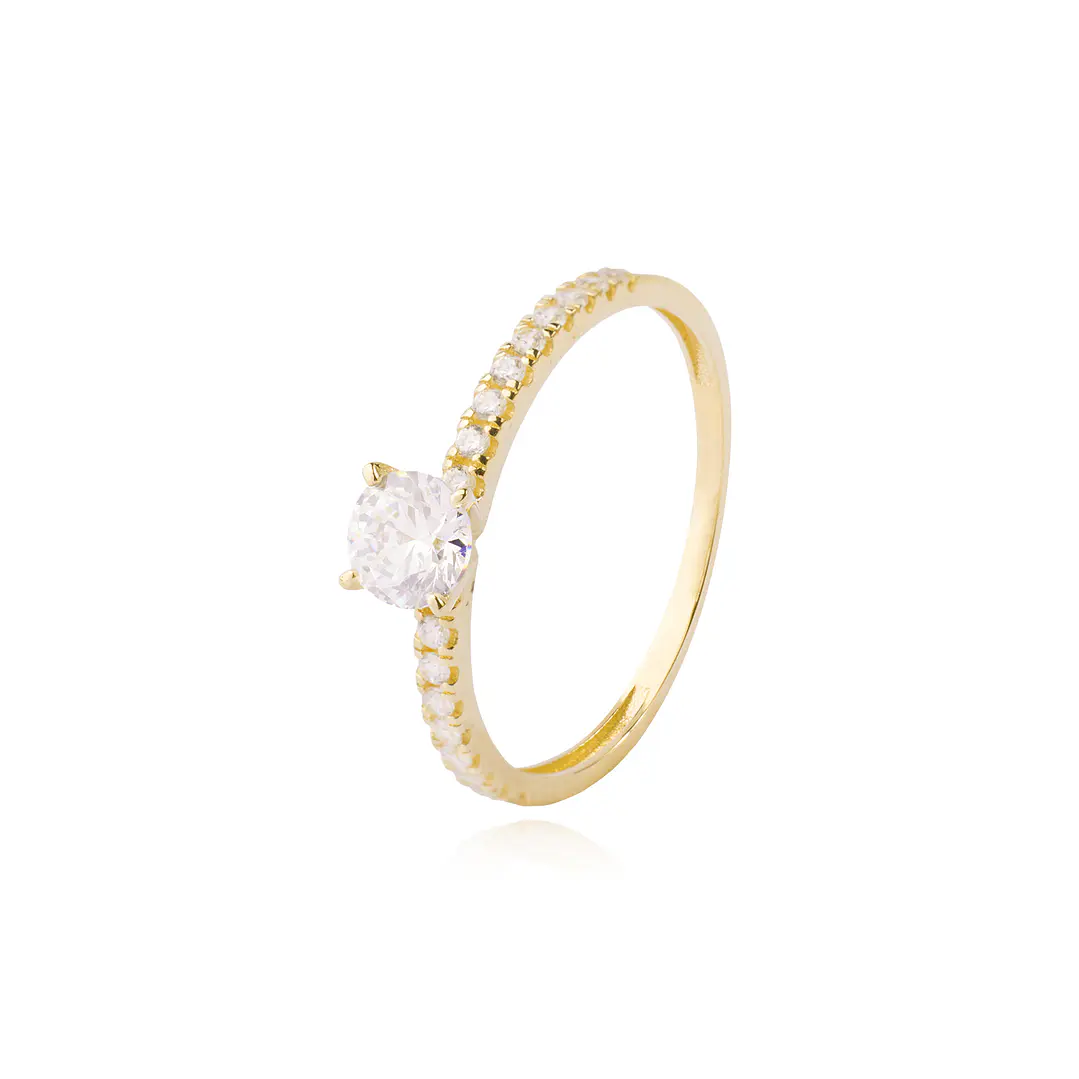Anillo Compromiso de Oro 14kt Conjunto Radiante Solitario 1