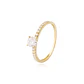 Anillo Compromiso de Oro 14kt Conjunto Radiante Solitario - Miniatura 1