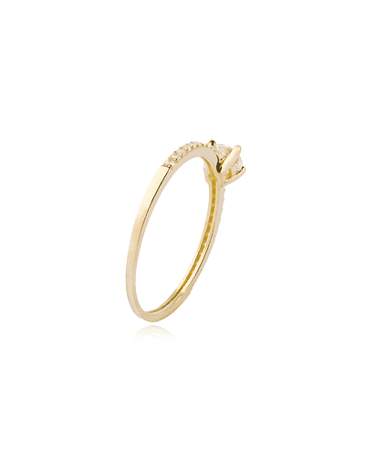 Anillo de Oro 14kt Solitario Riel Circon