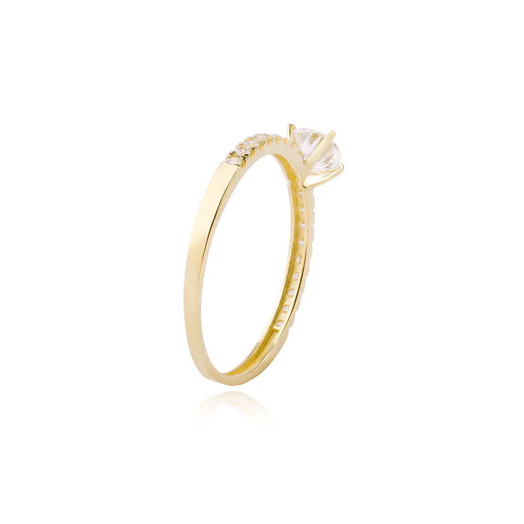 Anillo Compromiso de Oro 14kt Conjunto Radiante Solitario 2
