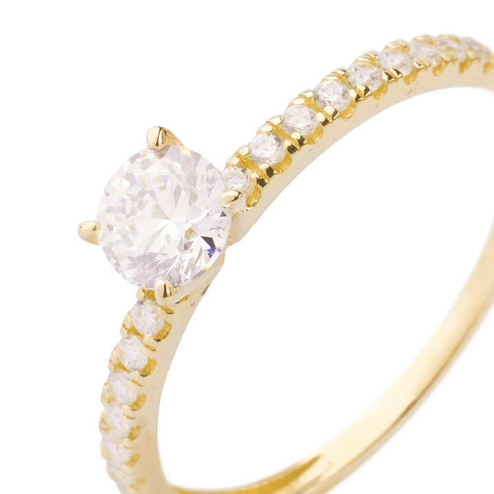 Anillo Compromiso de Oro 14kt Conjunto Radiante Solitario 3