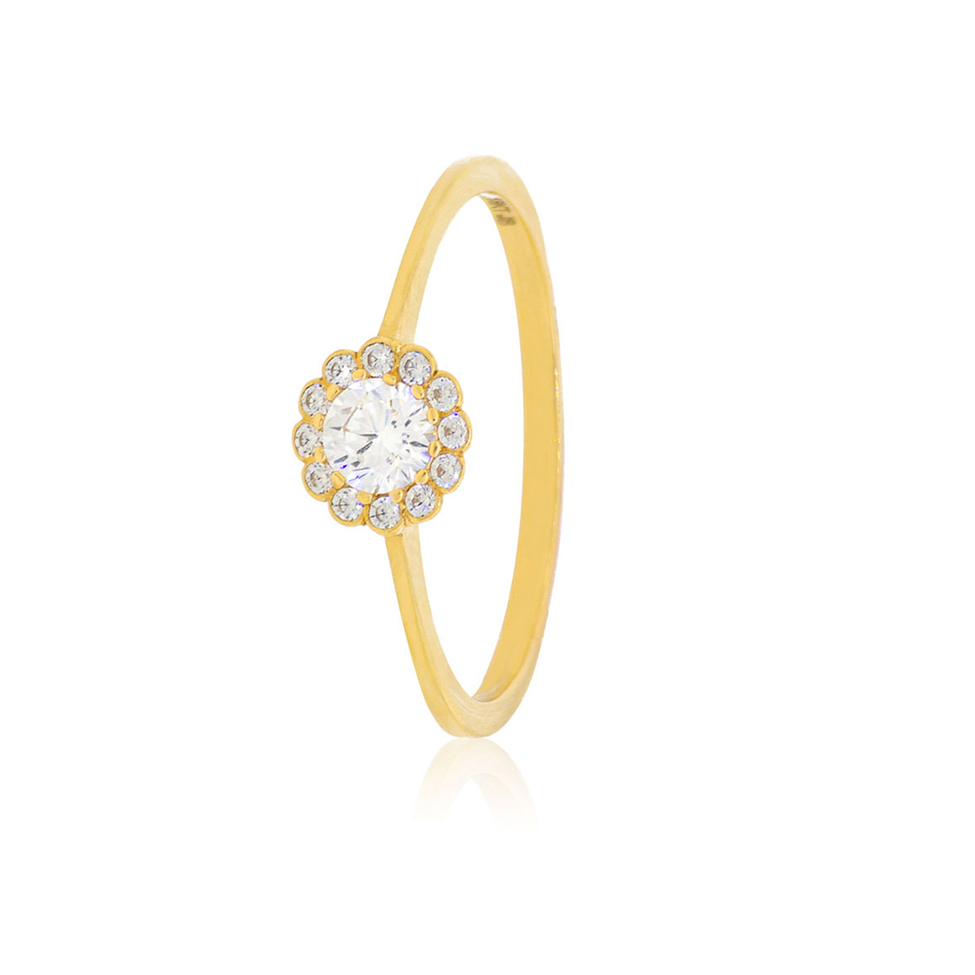 Anillo Compromiso de Oro 18Kt Roseta Circonita 4,0mm 1