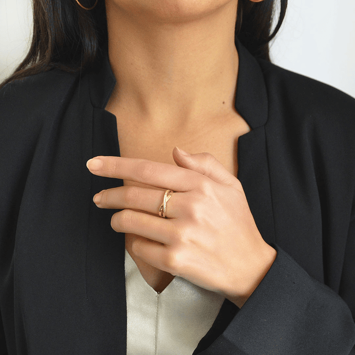 Anillo Compromiso de Oro 18Kt Cruzado Circon 4